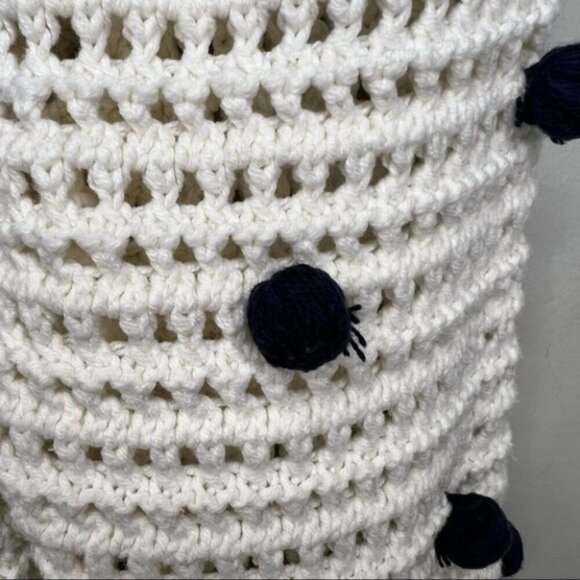 Anthropologie Moth Pom Pom Dot Full Zip Cream Cotton Cardigan Size Small - Picture 11 of 12